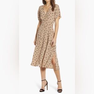 Astr Floral Beige Midi Dress
